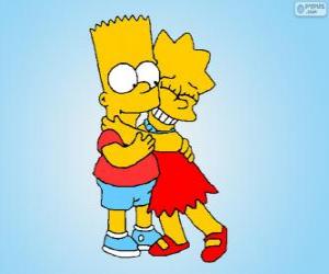 Puzzle Lisa και Bart αγκαλιάσει ο ένας τον άλλον τόσο καλά αδέλφια